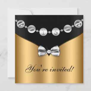 Guld Black Silver, pendlad charm Sweet sixteen Inb Inbjudningar