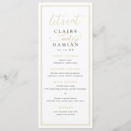 Guld Black Simple Elegance Romantic Script Bröllop Meny