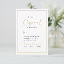 Guld Black Simple Elegance Romantic Script Bröllop OSA Kort