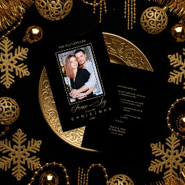Guld Black Simple Modern Julfoto-familjen