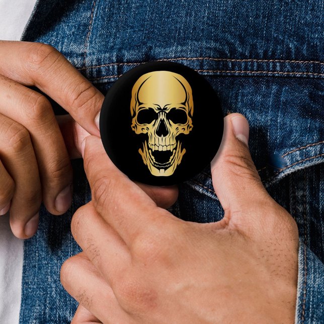 Guld & Black Skull Knapp (Skapare uppladdad)