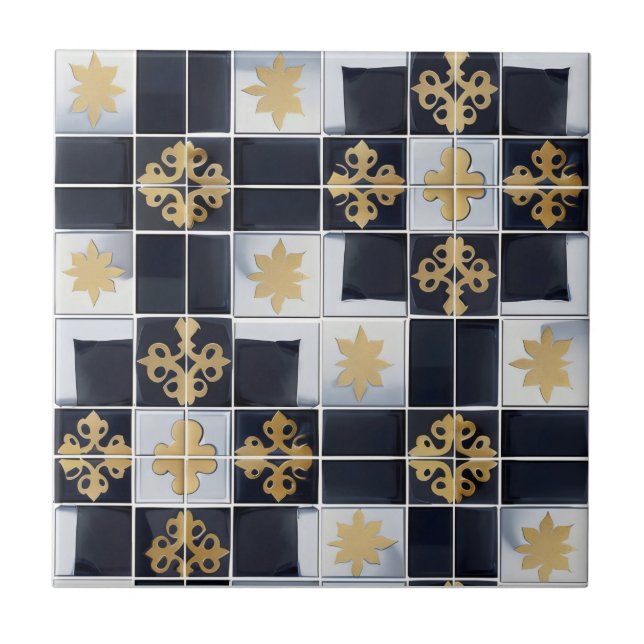 Guld Black Small Tile Mönster Kakelplatta (Framsidan)