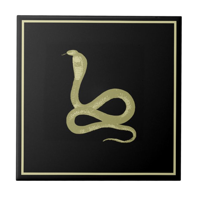 Guld & Black Snake Kakelplatta (Framsidan)