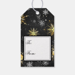 Guld Black Snöflingor Julafton jul i helgdag Presentetikett