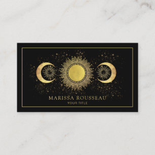 Guld Black Sol Måne Celestial Visitkort