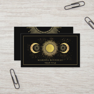 Guld Black Sol Måne Celestial Visitkort