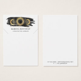 Guld Black Sol Måne Star Necklace Visning Card Visitkort