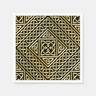 Guld Black Square Shapes Celtic Knotwork Mönster Pappersservett