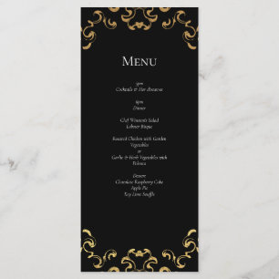 Guld & Black Swirl Gothic Bröllop Meny