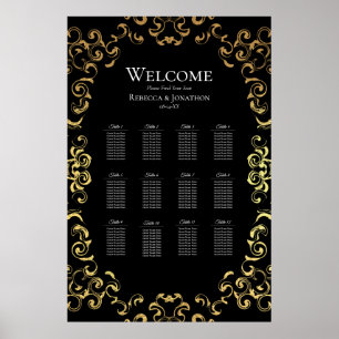 Guld & Black Swirl Gothic Bröllop Poster