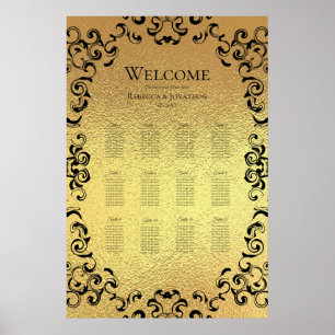 Guld & Black Swirl Gothic Bröllop Poster