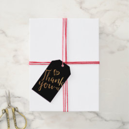 Guld Black Swirl Hand Lettering Tack Gift Märkre Presentetikett