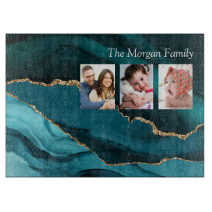 Guld Black & Teal Agate, DIY Namn 3-foton, Vs 2