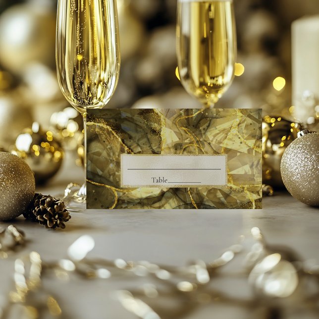 Guld Black Topaz Gemstone Bröllop Placeringskort (Skapare uppladdad)