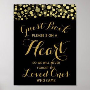 GULD & BLACK undertecknar ett hjärtgästtecken bok Poster