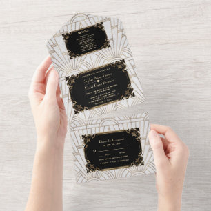 Guld Black White Art Deco Underbar Gatsby Bröllop