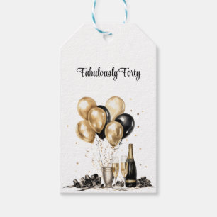 Guld Black White Balloon Bouquet Gift Märkre Presentetikett