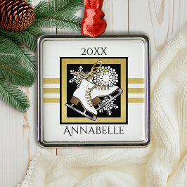 Guld Black White Figur Skating/Ice Skating Julgransprydnad Metall