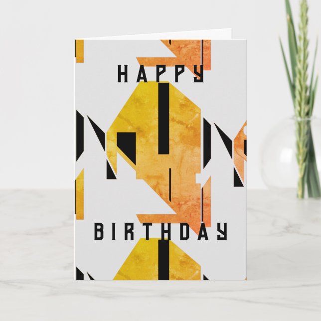 Guld Black White Geometric Abstrakt Birthday Kort (Framsida)