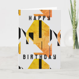 Guld Black White Geometric Abstrakt Birthday Kort