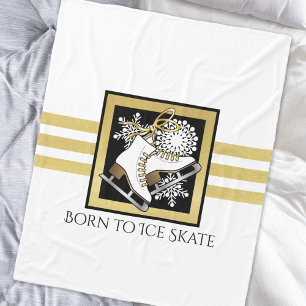Guld Black White Ice Skating/Figur Skating Fleecefilt