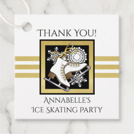 Guld Black White Ice Sking Party Tack Gåvor Etiketter