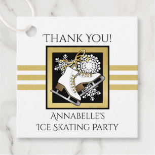 Guld Black White Ice Sking Party Tack Gåvor Etiketter
