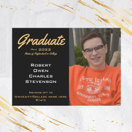 Guld Black White Photo Studenten-meddelande Inbjudningar