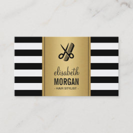 Guld Black White Rand Hair Stylist Möte Tidsbeställning Kort