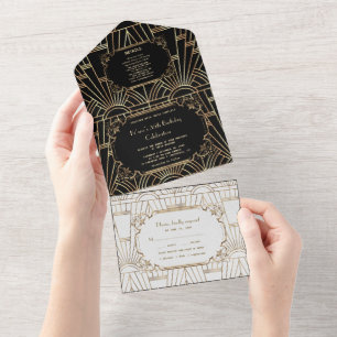 Guld Black White Underbar Gatsby Art Deco Birthday