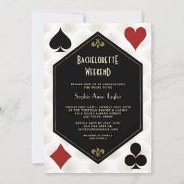 Guld Black White Vegas Casino Bachelorette Helg Inbjudningar