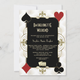 Guld Black White Vegas Casino Bachelorette Helg Inbjudningar