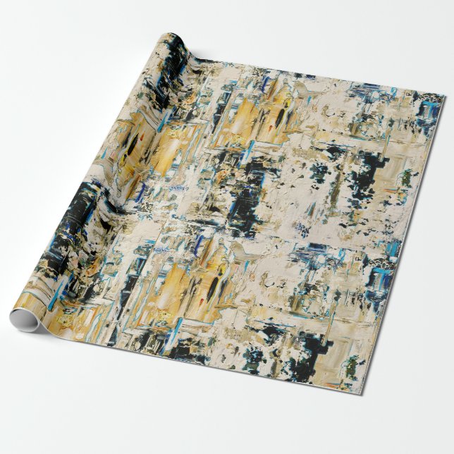 Guld bland grus som slår in papper presentpapper (Utrullad)