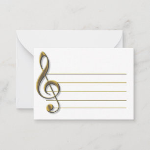 Guld Blank Music Staff Treble Clef Musical Anteckningskort