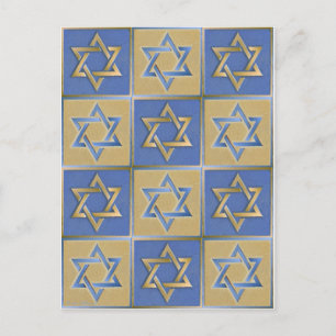 Guld- blått för Judaica davidsstjärnametall Vykort