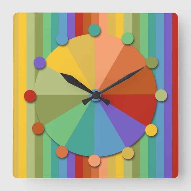 Guld, blått, Grönt Rand Roligt Väggklocka (Framsida)