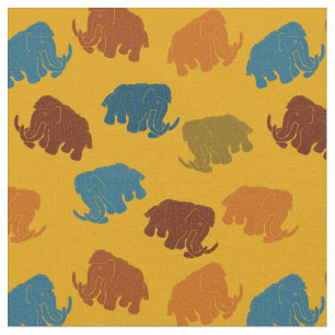 Guld, blått, Orange Wooly Mammoths Tyg