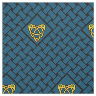 Guld-/blått-/svartväv, diamant, Celtic heartknot Tyg
