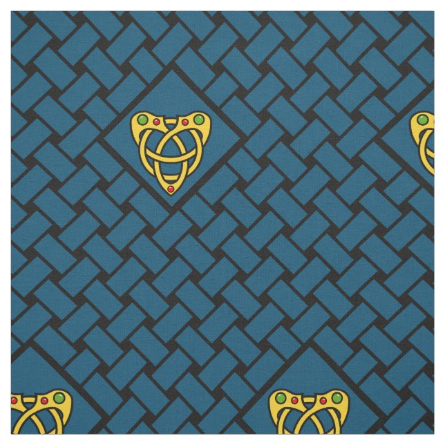 Guld-/blått-/svartväv, diamant, Celtic heartknot Tyg (Provkarta)