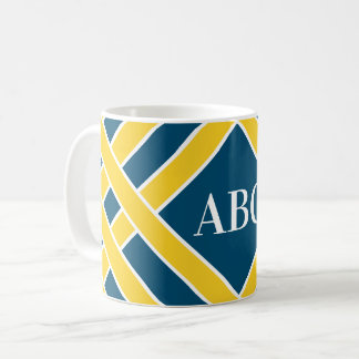 Guld/blått/vit sätter band, randar, skräddarsy kaffemugg