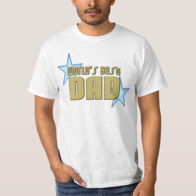 Guld-/blåttstjärnor, världs bäst pappa tee shirt (Framsida)