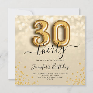 Guld Blegon Glitter 30års födelsedag Party Inbjuda Inbjudningar