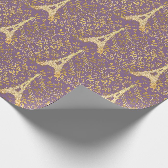 Guld Bling Eiffel Torn Presentpapper (Hörn)