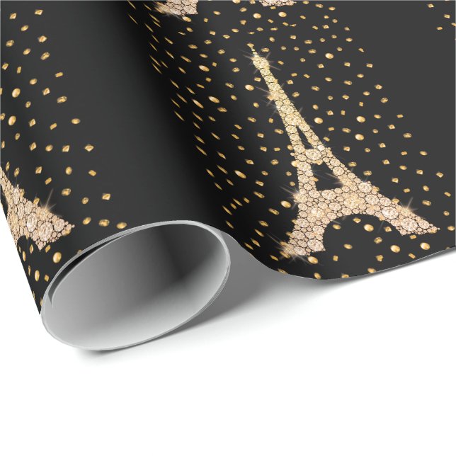 Guld Bling Eiffel Torn Presentpapper (Rullad Hörn)