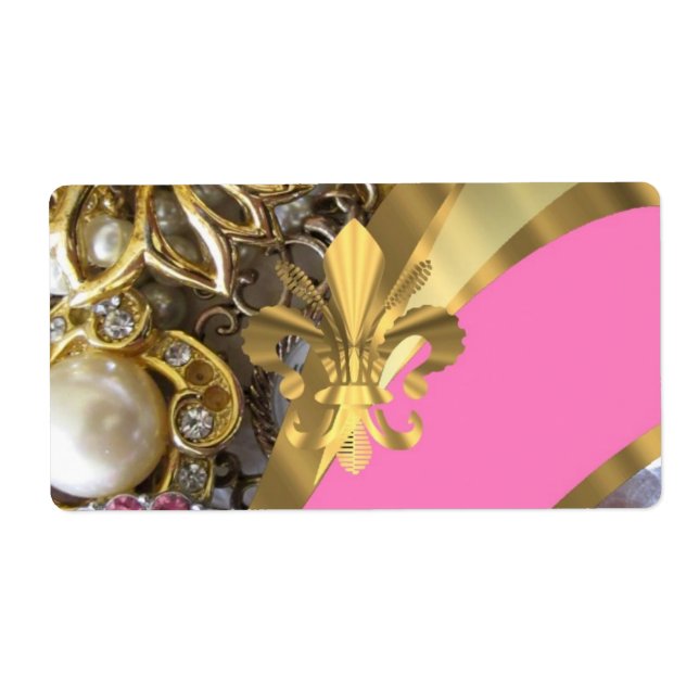 Guld bling fleur de lys fraktsedel (Framsidan)
