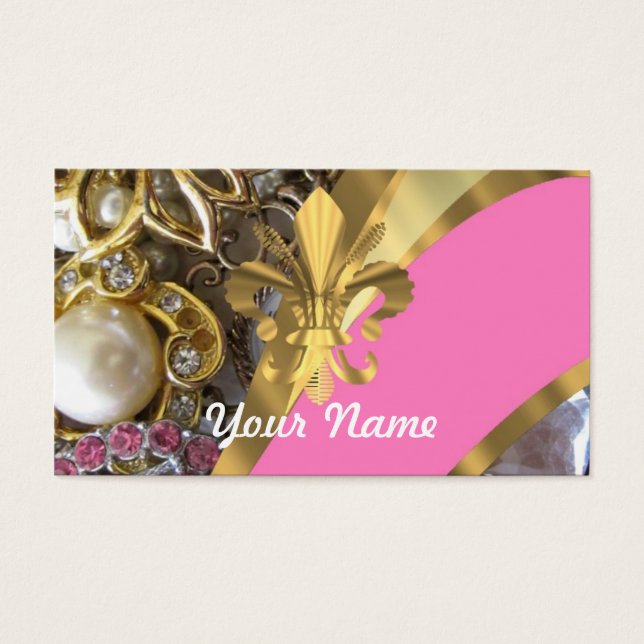Guld bling fleur de lys visitkort (Framsidan)