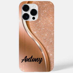 Guld Bling Glitter Calligraphy Namn Fodral