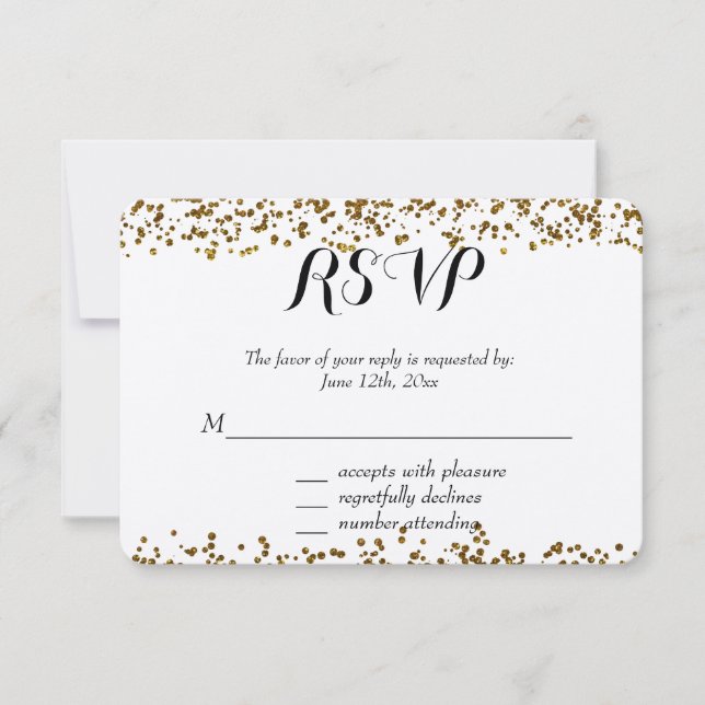 Guld Bling Glitter Confetti OSA Kort (Framsida)