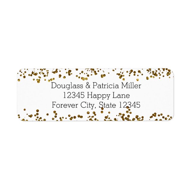 Guld Bling Glitter Confetti Returadress Etikett (Framsidan)