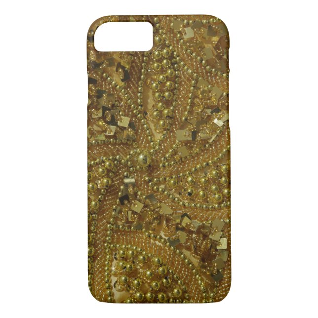Guld bling glitter och pärlor Case-Mate iPhone skal (Baksida)